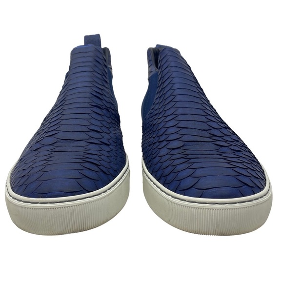 LANVIN Authentic Blue Python & Leather Mid Top Slip On Sneaker Tennis Shoe US 13 - Picture 2 of 13